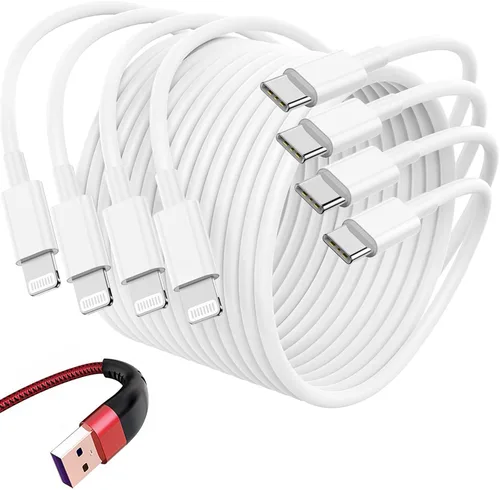 Miniatura 15 de Paquete de 4 cables USB C a Lightning de 6 pies, cable de carga rápida para iPhone 14, repuesto para el cable de carga original de Apple para iPhone