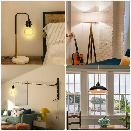 Miniatura 6 de LYOOWNG Cable de luz colgante con enchufe, luces colgantes estilo granja con cable enchufable, kit de cable de luz colgante de 15 pies de cuerda
