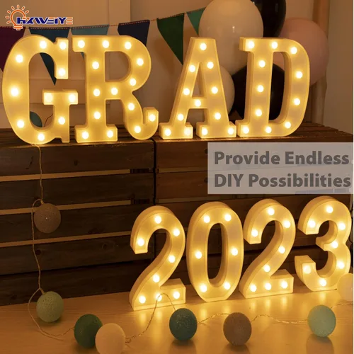 Miniatura 4 de HXWEIYE Números Iluminados de Carpa-4, Letrero de Letras y Números Grandes LED 26 Alfabeto y 10 Números para Decoración de Fiesta, Letras Iluminadas