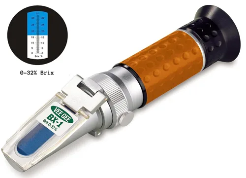 Miniatura 2 de Vee Gee Scientific BX-1 Refractómetro Brix de mano, grado industrial, rango Brix 0-32%, resolución de 0.2%, precisión de ±0.2%, garantía de 1 año