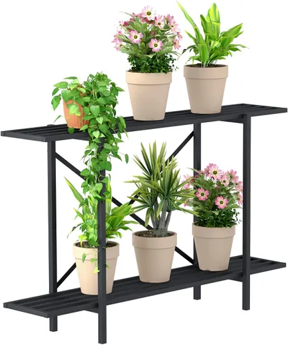 Miniatura 8 de Zhongma Soporte de metal para plantas de un nivel (45.67 pulgadas de largo x 8.66 pulgadas de ancho x 7.9 pulgadas de alto) soporte para plantas