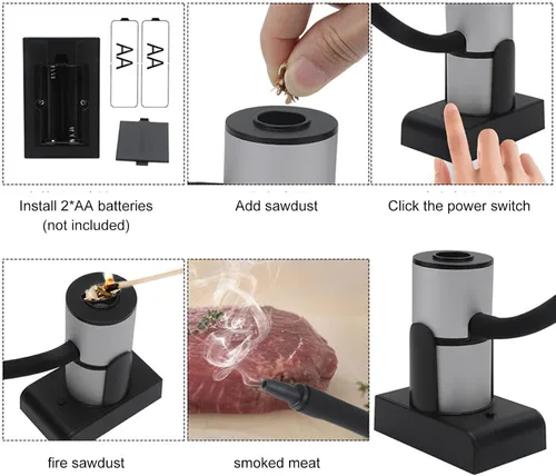 Miniatura 6 de Ahumador de alimentos, infusor portátil de humo de alimentos, máquina eléctrica ligera para ahumar pescados, mariscos, gastronomía molecular