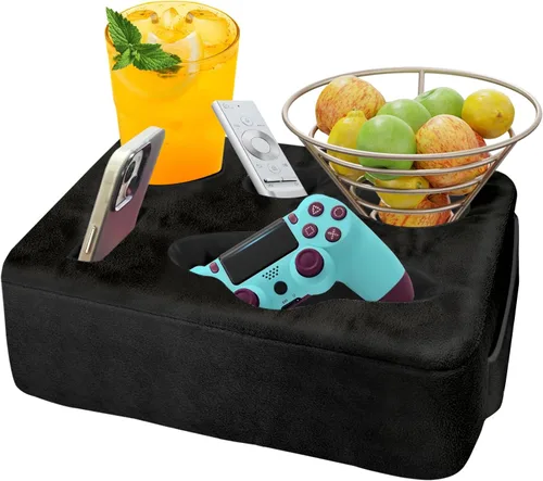 Cojín Portavasos para Sofá Cama, Portabebidas Nisdoing de 5 Orificios para Sofá ¡Mantén las Bebidas al Alcance y Conserva la Temperatura, Evita Negro