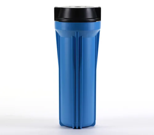 Hydronix HF2-10BLBK12, carcasa azul de 10" con tapa plana negra para sistemas de ósmosis inversa y filtración, puertos de 1/2"