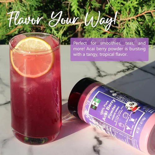 Miniatura 5 de NPG Polvo liofilizado de bayas de acai de 7 onzas, superalimento sin semillas con una textura fina en polvo para batidos, bebidas y colorantes