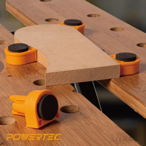 Miniatura 7 de POWERTEC 71188 - 4 perros de banco para agujero de perro de 3/4 pulgadas, con inserto de EVA, herramienta de carpintería para banco de trabajo, mesa