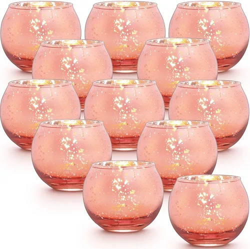 Miniatura 8 de 12 portavelas votivas doradas, portavelas de vidrio de mercurio dorado, decoraciones Diwali para el hogar, centros de mesa de boda para mesas
