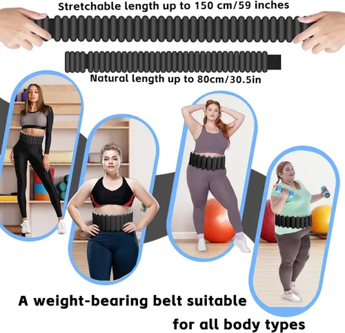 Miniatura 6 de Cinturón con peso ajustable de silicona para mujeres y hombres – Cinturón con peso para caminar y hacer ejercicio con pesas extraíbles – Gimnasio
