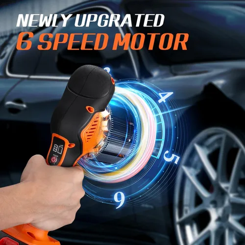 Miniatura 4 de Pulidora inalámbrica de automóvil con 2 baterías de 2000 mAh, 21 V, kit de pulidora y enceradora de 6 pulgadas, con 18 accesorios adicionales y 6