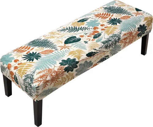 Miniatura 15 de Fuloon - Funda elástica de jacquard para banco de comedor, antipolvo, desmontable, funda para banco lavable, protector de cojín de asiento para Beige