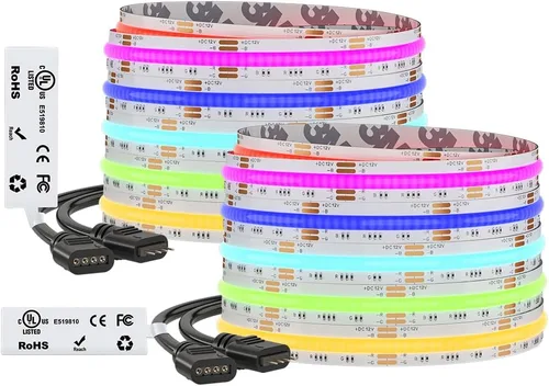 Miniatura 21 de BTF-LIGHTING FCOB COB - Tira de luz LED RGB con certificación UL, 810 LEDs/m de alta densidad flexible que cambia de color, DC12V 9.8 pies y 0.394