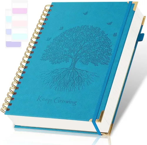 Miniatura 7 de Cuaderno de espiral, cuaderno con renglones universitarios, A5, diarios de cuero de 300 páginas para escribir, cuadernos de tapa dura de 5.7" x 8.5
