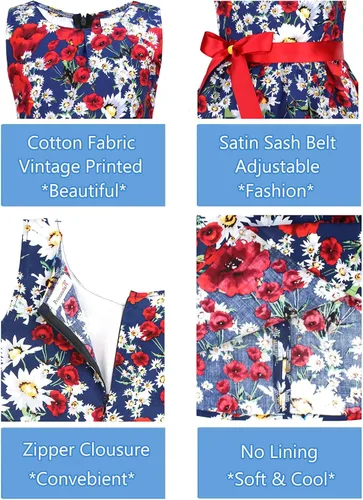 Miniatura 248 de Vestido de verano para niña, de algodón, con diseño floral