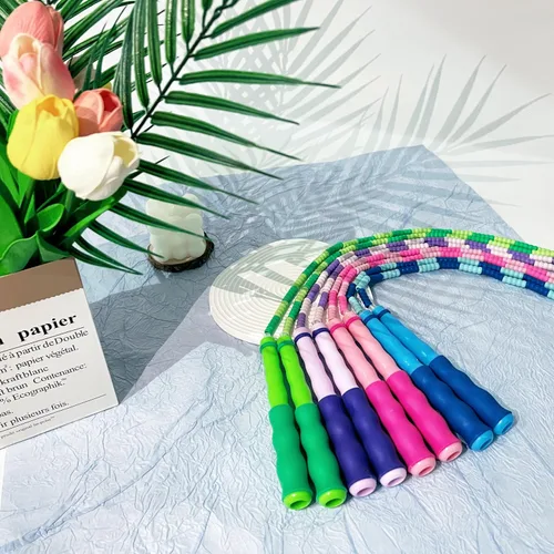 Miniatura 6 de BIRDDIE Cuerdas de saltar con cuentas suaves, cuerda de saltar de longitud ajustable, cuerda de salto segmentada sin enredos para ejercicio de niños