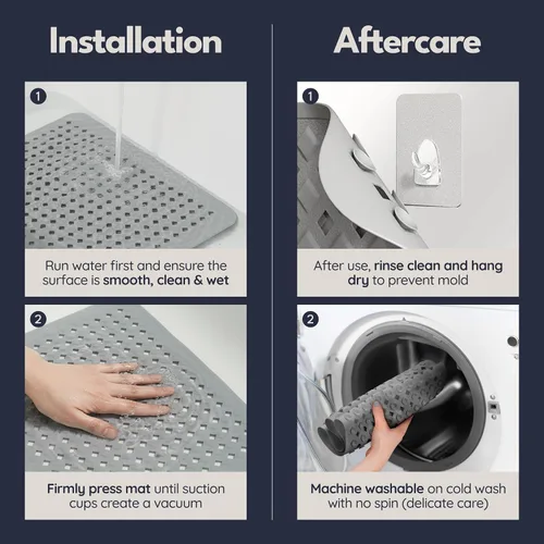 Miniatura 6 de Homerella® Alfombrilla de Bañera Antideslizante 35x16, Incl. Ganchos para Secar, Extra Larga, 100% Libre de BPA, Alfombrilla de Ducha Antideslizante