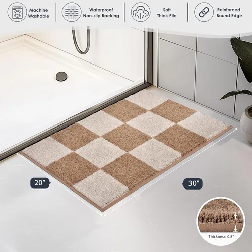 Miniatura 7 de PURRUGS Alfombra de baño antideslizante, lavable a máquina, de 20 x 30 pulgadas, súper absorbente y de secado rápido, extra suave y afelpada