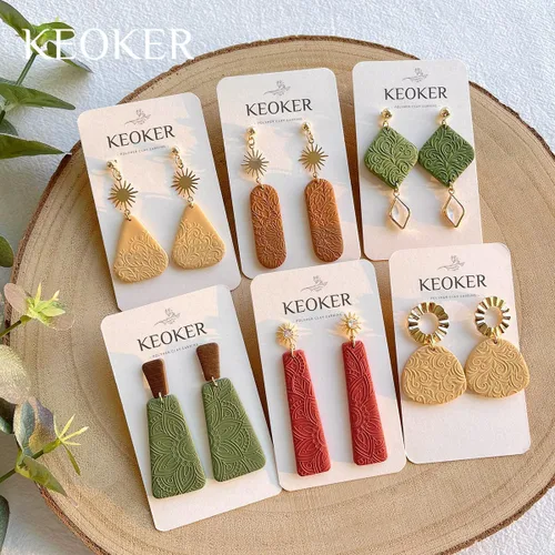 Miniatura 6 de KEOKER Juego de sábanas con textura de arcilla polimérica, moldes de aretes de arcilla para aretes, funciona con cortador de arcilla polimérica Boho1