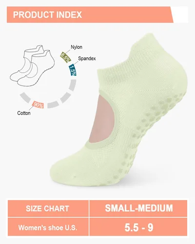 Miniatura 6 de 6 pares de calcetines de agarre de pilates para mujer, calcetines atléticos antideslizantes para yoga, barre, ballet, descalzo, entrenamiento
