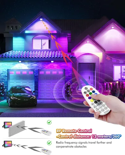 Miniatura 5 de MEIKEE Luces de inundación LED RGB de 25 W para exteriores, 2500 lm 250 W, equivalente a 2500 W, iluminación de inundación RGB que cambia