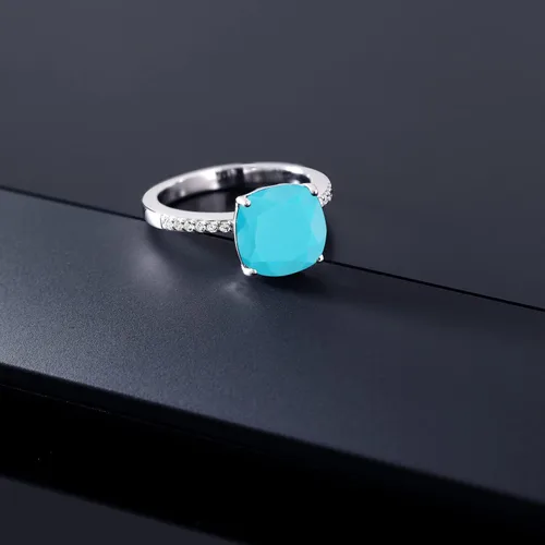 Miniatura 22 de Gem Stone King Anillo de compromiso de plata de ley 925 con piedra preciosa de corte cojín de 0.39 pulgadas Anillo de compromiso de aniversario