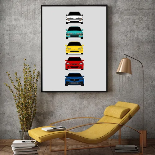 Miniatura 5 de Custom Car Posters Póster hecho a mano compatible con Acura Integra Evolution Generations e impresión de Acura Integra, multicolor, 8 x 10 pulgadas