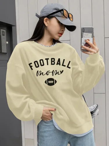 Miniatura 2 de MNLYBABY Camiseta de fútbol de gran tamaño para mujer, divertida sudadera gráfica para el día del juego, casual, mamá, vida, manga larga, tops