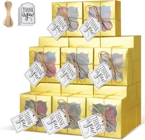 Miniatura 23 de KPOSIYA 60 cajas de panadería negras con ventana, cajas individuales de 4 x 4 x 2.5 pulgadas, caja de regalo de papel kraft negro para pasteles