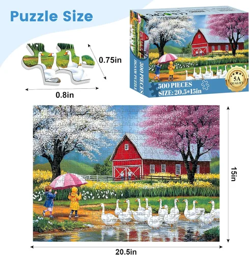 Miniatura 2 de Rompecabezas de 500 piezas para adultos, rompecabezas de animales de granja para adultos mayores, juego en rompecabezas lluvioso de 500 piezas