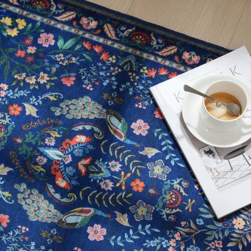 Miniatura 6 de Rugcomf Tapete de pasillo, lavable, de cocina, 2 x 10 pies, para entrada, interior, floral, antideslizante, suave, lavandería, dormitorio, baño, azul