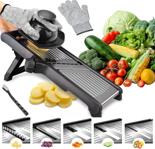 Cortadora de mandolina, cortadora de mandolina para cocina, rebanadora de patatas de mandolina comercial, cortador de verduras, cortador de