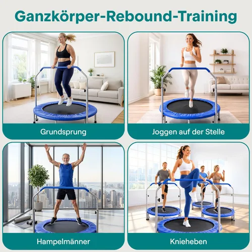 Miniatura 7 de SereneLife 40" Foldable Mini Trampoline for Adults - Compact Fitness Rebounder with Adjustable Foam Handle, Exercise Trampoline with Max Load