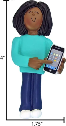 Miniatura 3 de Adorno personalizado para teléfono inteligente 2024 – Adornos de Navidad afroamericanos, regalos únicos, adornos de teléfono celular para árbol