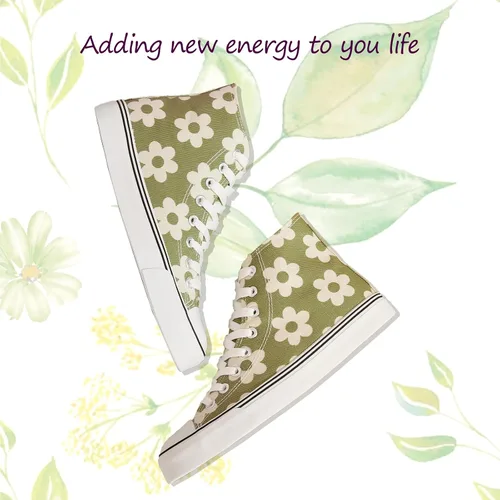 Miniatura 4 de kufeiti Zapatillas de lona altas para mujer, zapatos de lona con cordones blancos y negros, zapatos casuales para caminar