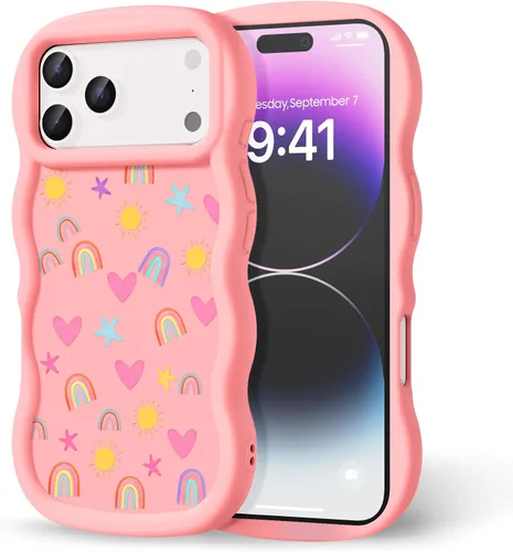 Miniatura 185 de Compatible con iPhone SE/8/7 Funda para Mujeres y Niñas, Marco Ondulado Rizado con Patrón Lindo, Estética Delgada Suave Silicona TPU Parachoques