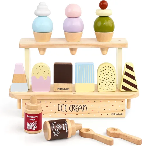 Miniatura 7 de Pillowhale Paquete de juego de café de madera 3 en 1 – Juego de simulación de cafetera, batidora manual y tostador emergente con accesorios