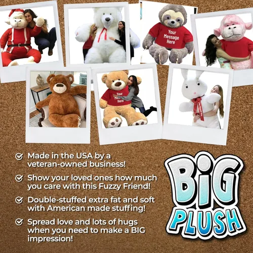 Miniatura 3 de Big Plush Oso de peluche gigante de 5 pies con camiseta Let Me Be Your Teddy Bear de 60 pulgadas, suave, color marrón canela, enorme oso de peluche