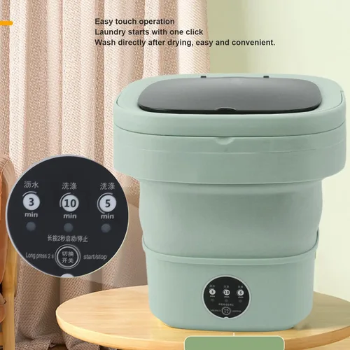 Miniatura 3 de Mini lavadora plegable, mini lavadora de 6 L, lavadora portátil de cubo con tapa negra, deshidratador integrado, para ropa de bebé, ropa