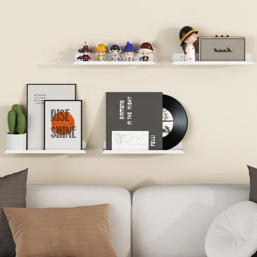 Miniatura 7 de Lifewit Estantes flotantes para pared, paquete de 4 estantes acrílicos blancos de 15 pulgadas, decoración de habitación para estantería/exhibición