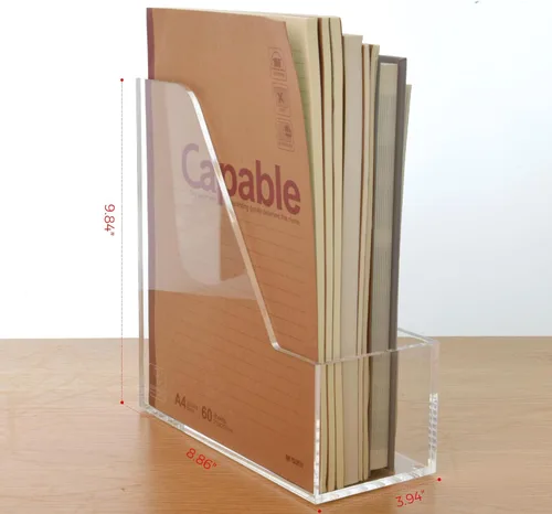 Miniatura 2 de Porta revistas: soporte de archivos de acrílico y organizador de escritorio, clasificador de archivos de sujetalibros transparente, organizador