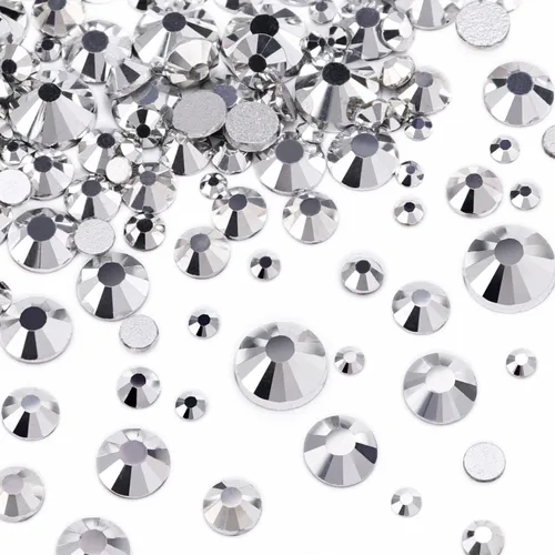 Miniatura 19 de Dowarm 2650 diamantes de imitación de cristal con parte trasera plana, 6 tamaños de 0.059 in a 0.256 in, cristales de parte trasera plana