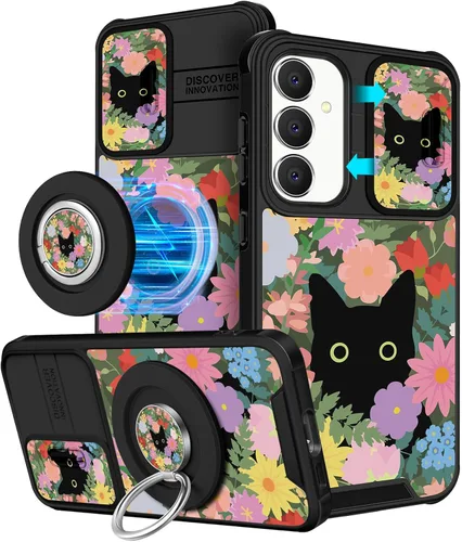 Miniatura 34 de Funermei Funda para teléfono Samsung Galaxy A15 5G - [2 en 1] Funda para teléfono de mujeres lindas chicas, diseño femenino de mariposa negra