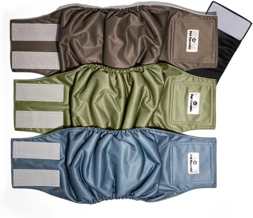 Miniatura 10 de Pet Parents - Bandas abdominales y extensores lavables prémium para perros machos - Pañales para perros machos - Paquete de 3 - Color: negro