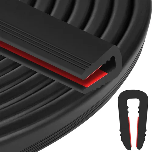 Miniatura 32 de ToLanbbt Canal en U de borde de goma, protector de borde de chapa autoadhesiva de 1/2 pulgada, tira de sellado EPDM para puertas de automóvil