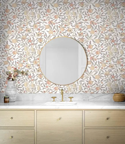 Miniatura 4 de NextWall Papel tapiz vintage de granada (Daydream Grey & Melon)