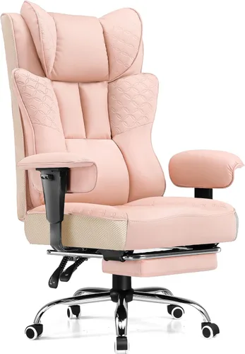 Miniatura 13 de GTPLAYER Silla de Oficina Grande y Alta 400LBS Silla Ergonómica para Juegos Ancha con Cuero con Diseño de Relieve de Lujo con Reposapiés, Reclinable