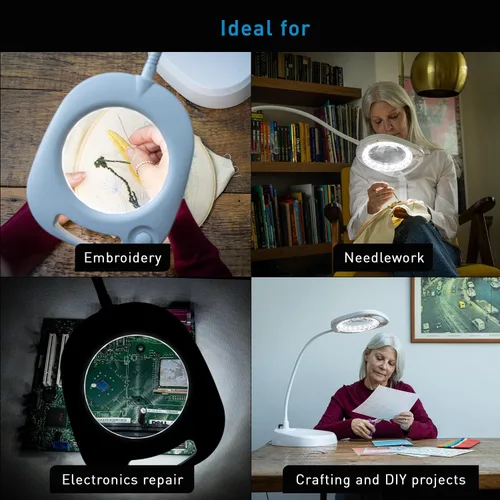 Miniatura 7 de daylight Lámpara LED con lupa, lámpara de pie y mesa, lámpara de pie para sala de estar, dormitorio, salón, oficina, control táctil, brazo flexible