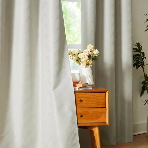 Miniatura 13 de Cortinas opacas para ventana de dormitorio o sala de estar, elegantes cortinas de ventana con patrón geométrico jacquard con respaldo blanco