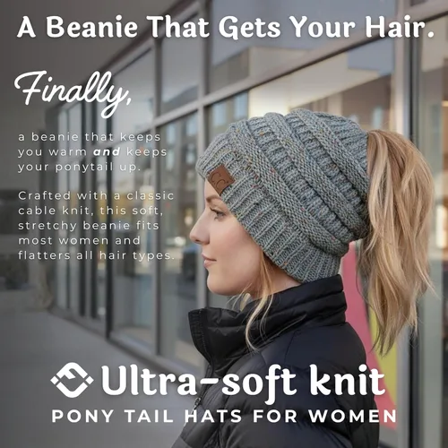 Miniatura 38 de Funky Junque - Gorro para mujer con ranura para cola de caballo