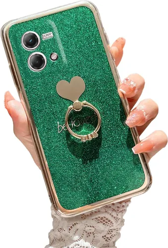 Funda protectora para Motorola Moto G Stylus 2023 4G con anillo de corazón y soporte de silicona suave delgada a prueba de golpes, color verde alpino