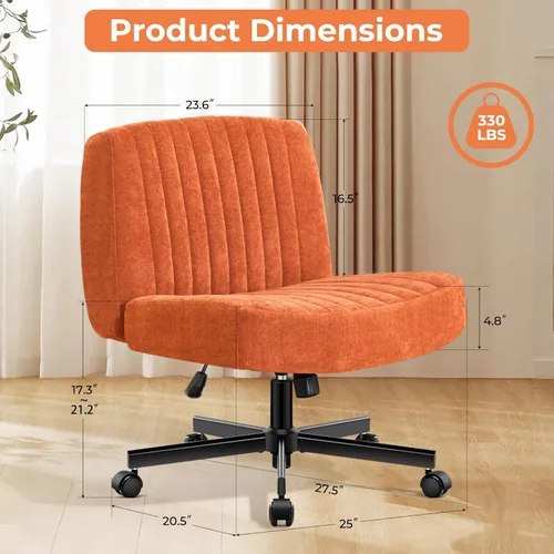 Miniatura 3 de Silla cruzada de base convertible con resortes ensanchados y cojines más gruesos y anchos, silla de oficina con patas sin brazos que alivia el dolor